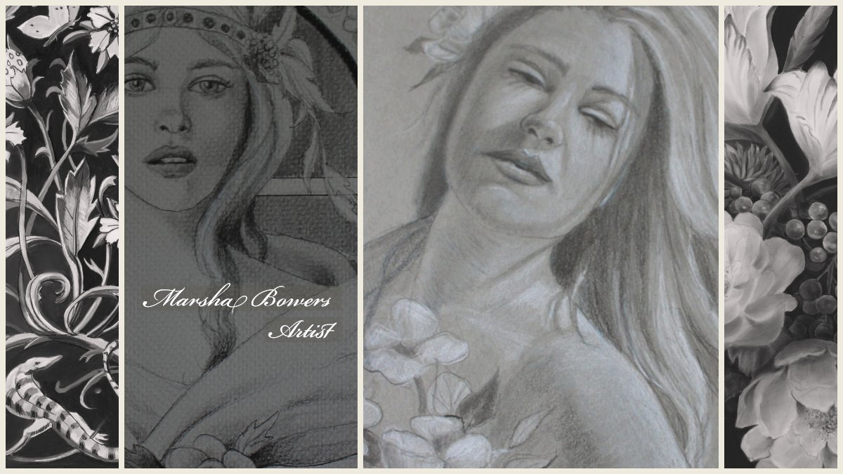 Graphite sketches by artist Marsha Bowers