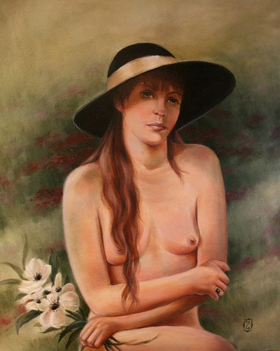 Figurative oil painting of woman by artist Marsha Bowers