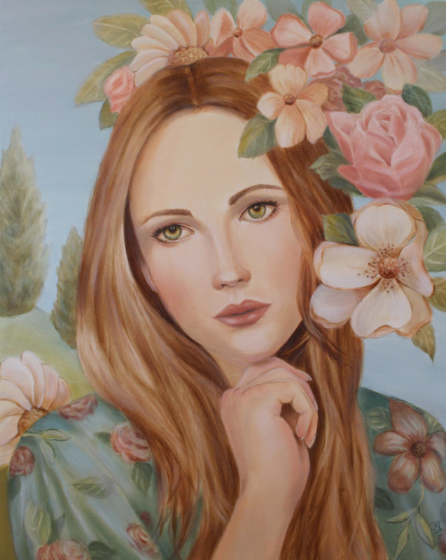 Oil painting of woman portrait by artist Marsha Bowers