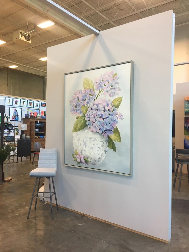 Large scale oil painting of Hydrangeas on canvas by artist Marsha Bowers