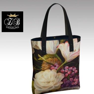 winter floral tote by Marsha Bowers