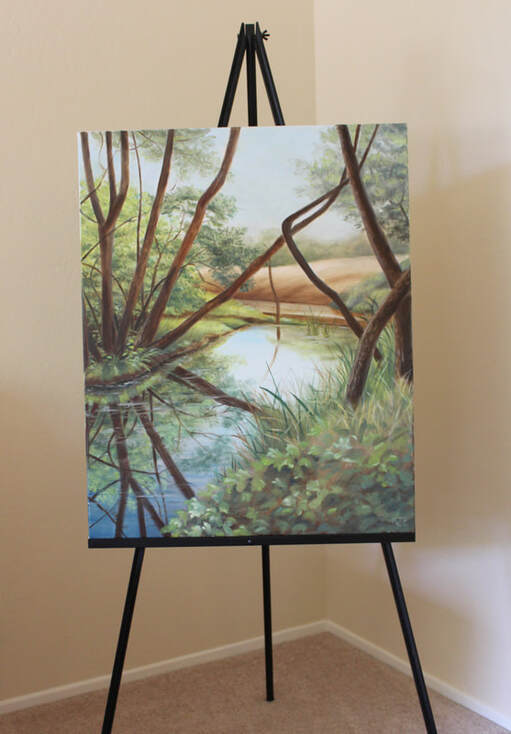 Oil painting -River Trail by artist Marsha Bowers