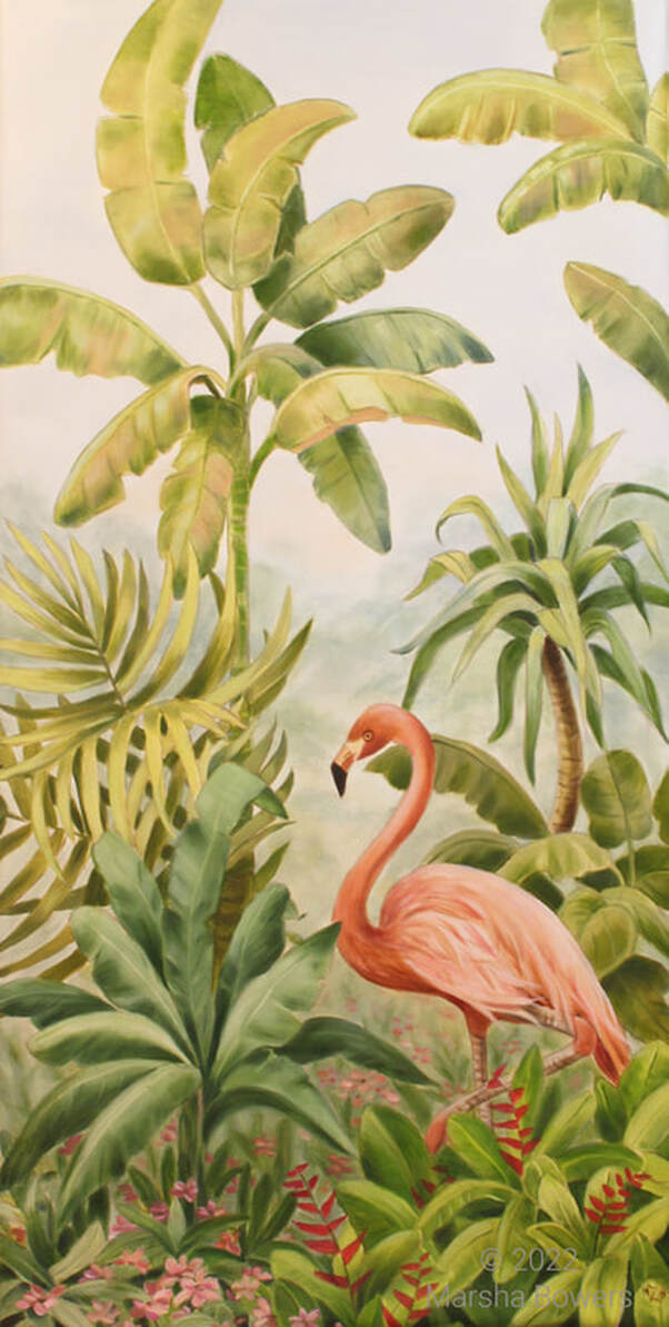 Tropical Panel. Painting by artist Marsha Bowers